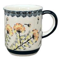 A picture of a Polish Pottery Zaklady 8 oz. Traditional Mug (Dandelions) | Y903-DU201 as shown at PolishPotteryOutlet.com/products/8-oz-traditional-mug-dandelions-y903-du201