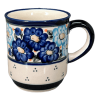 A picture of a Polish Pottery Zaklady 8 oz. Traditional Mug (Garden Party Blues) | Y903-DU50 as shown at PolishPotteryOutlet.com/products/zaklady-traditional-mug-garden-party-blues-y903-du50