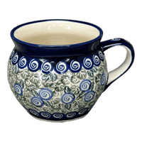 A picture of a Polish Pottery Zaklady 16 oz. Large Belly Mug (Spring Swirl) | Y910-A1073A as shown at PolishPotteryOutlet.com/products/16-oz-large-belly-mug-spring-swirl-y910-a1073a