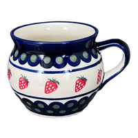 A picture of a Polish Pottery Zaklady 16 oz. Large Belly Mug (Strawberry Dot) | Y910-A310A as shown at PolishPotteryOutlet.com/products/zaklady-16-oz-belly-mug-strawberry-dot-y910-a310a