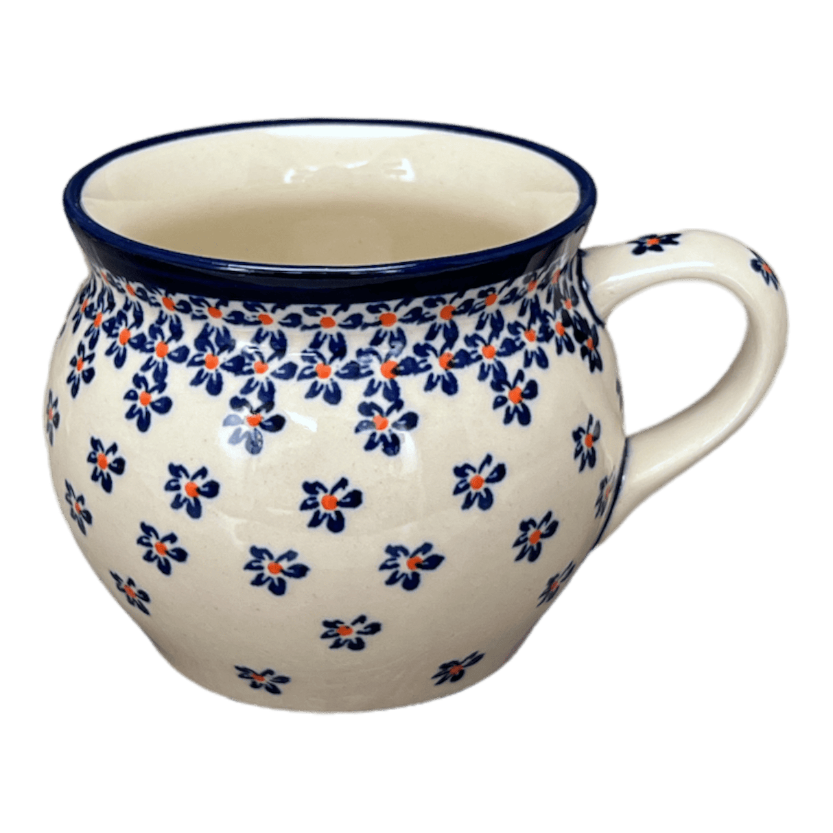 Mug, Belly Mug, 16 oz Large in "Falling Blue Daisies" by Zaklady | Y910-A882A