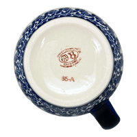 A picture of a Polish Pottery Zaklady 16 oz. Large Belly Mug (Rooster Blues) | Y910-D1149 as shown at PolishPotteryOutlet.com/products/16-oz-large-belly-mug-rooster-blues-y910-d1149