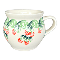 A picture of a Polish Pottery Zaklady 16 oz. Large Belly Mug (Raspberry Delight) | Y910-D1170 as shown at PolishPotteryOutlet.com/products/16-oz-large-belly-mug-raspberry-delight-y910-d1170-1