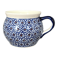 A picture of a Polish Pottery Zaklady 16 oz. Large Belly Mug (Ditsy Daisies) | Y910-D120 as shown at PolishPotteryOutlet.com/products/zaklady-16-oz-belly-mug-ditsy-daisies-y910-d120