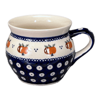 A picture of a Polish Pottery Zaklady 16 oz. Large Belly Mug (Persimmon Dot) | Y910-D479 as shown at PolishPotteryOutlet.com/products/zaklady-16-oz-belly-mug-persimmon-dot-y910-d479