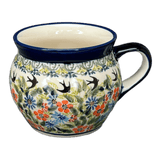 Mug, Belly Mug, 16 oz Large in "Floral Swallows" by Zaklady | Y910-DU182