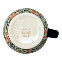A picture of a Polish Pottery Zaklady 16 oz. Large Belly Mug (Floral Swallows) | Y910-DU182 as shown at PolishPotteryOutlet.com/products/16-oz-large-belly-mug-du182-y910-du182