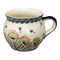 A picture of a Polish Pottery Zaklady 16 oz. Large Belly Mug (Dandelions) | Y910-DU201 as shown at PolishPotteryOutlet.com/products/16-oz-large-belly-mug-make-a-wish-y910-du201