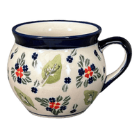 A picture of a Polish Pottery Zaklady 10 oz. Belly Mug (Mountain Flower) | Y911-A1109A as shown at PolishPotteryOutlet.com/products/zaklady-10-oz-belly-mug-mistletoe-y911-1109a