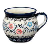 A picture of a Polish Pottery Zaklady 10 oz. Belly Mug (Climbing Aster) | Y911-A1145A as shown at PolishPotteryOutlet.com/products/10-oz-belly-mug-climbing-aster-y911-a1145a