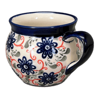 A picture of a Polish Pottery Zaklady 10 oz. Belly Mug (Swirling Flowers) | Y911-A1197A as shown at PolishPotteryOutlet.com/products/zaklady-10-oz-belly-mug-swirling-flowers-y911-a1197a