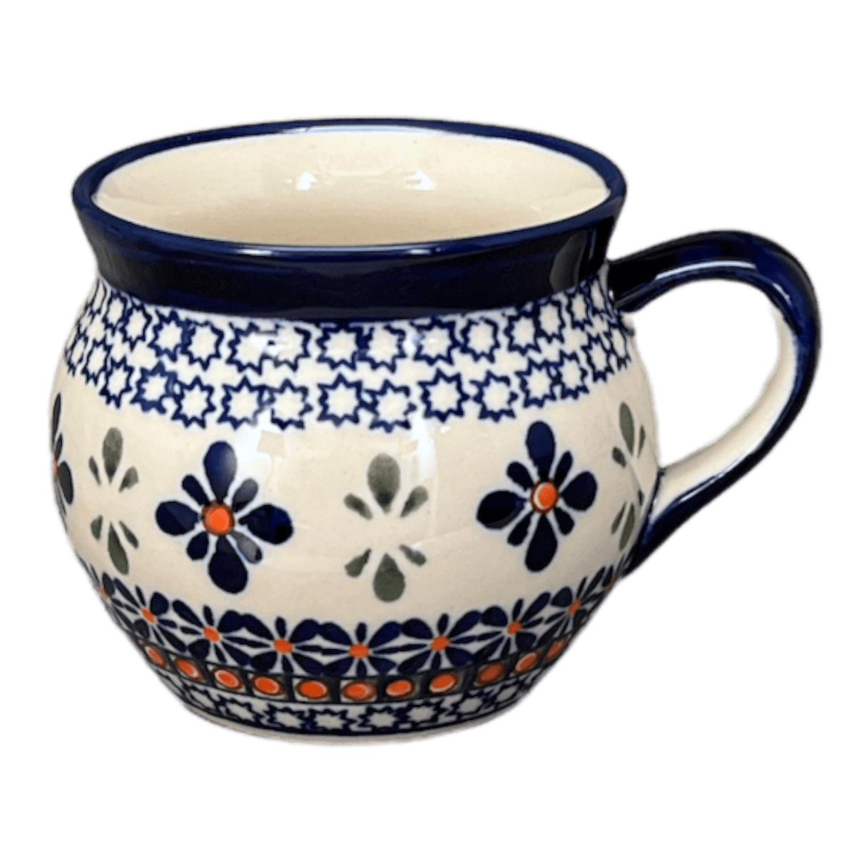 Mug, Belly Mug, 10 oz Medium in "Blue Mosaic Flower" by Zaklady | Y911-A221A