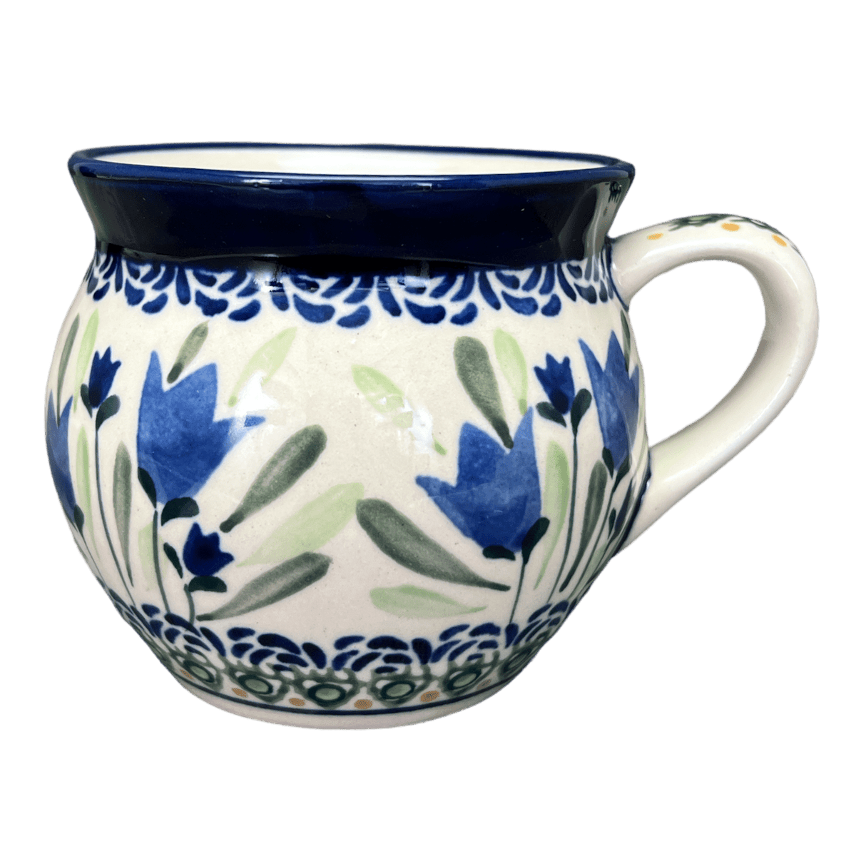 Mug, Belly, 10 oz in "Blue Tulips" by Zaklady | Y911-ART160