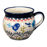 Mug, Belly, 10 oz in "Circling Bluebirds" by Zaklady | Y911-ART214