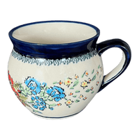 A picture of a Polish Pottery Zaklady 10 oz. Belly Mug (Floral Crescent) | Y911-ART237 as shown at PolishPotteryOutlet.com/products/zaklady-10-oz-belly-mug-floral-crescent-y911-art237