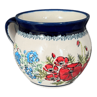 A picture of a Polish Pottery Zaklady 10 oz. Belly Mug (Floral Crescent) | Y911-ART237 as shown at PolishPotteryOutlet.com/products/zaklady-10-oz-belly-mug-floral-crescent-y911-art237