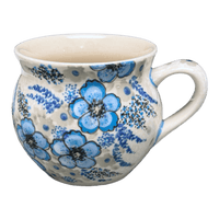 A picture of a Polish Pottery Zaklady 10 oz. Belly Mug (Something Blue) | Y911-ART374 as shown at PolishPotteryOutlet.com/products/10-oz-belly-mug-something-blue-y911-art374