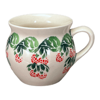 A picture of a Polish Pottery Zaklady 10 oz. Belly Mug (Raspberry Delight) | Y911-D1170 as shown at PolishPotteryOutlet.com/products/zaklady-10-oz-belly-mug-raspberry-delight-y911-d1170