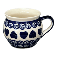 A picture of a Polish Pottery Zaklady 10 oz. Belly Mug (Swirling Hearts) | Y911-D467 as shown at PolishPotteryOutlet.com/products/10-oz-belly-mug-swirling-hearts-y911-d467