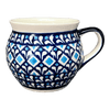 Polish Pottery Zaklady 10 oz. Belly Mug (Mosaic Blues) | Y911-D910 at PolishPotteryOutlet.com