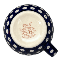 A picture of a Polish Pottery Zaklady 10 oz. Belly Mug (Grecian Dot) | Y911-D923 as shown at PolishPotteryOutlet.com/products/10-oz-belly-mug-geometric-peacock-y911-d923