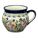 Mug, Belly, 10 oz in "Floral Swallows" by Zaklady | Y911-DU182