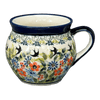 Polish Pottery Zaklady 10 oz. Belly Mug (Floral Swallows) | Y911-DU182 at PolishPotteryOutlet.com