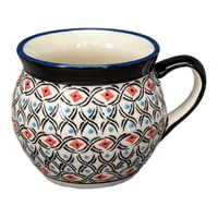 A picture of a Polish Pottery Zaklady 10 oz. Belly Mug (Beaded Turquoise) | Y911-DU203 as shown at PolishPotteryOutlet.com/products/10-oz-belly-mug-beaded-turquoise-y911-du203
