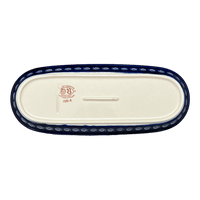A picture of a Polish Pottery Zaklady 11" x 4.5" Oval Serving Dish (Spring Swirl) | Y928A-A1073A as shown at PolishPotteryOutlet.com/products/11-25-x-4-5-oval-serving-dish-spring-swirl-y928a-a1073a