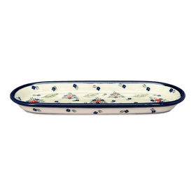 Polish Pottery Zaklady 11" x 4.5" Oval Serving Dish (Mountain Flower) | Y928A-A1109A Additional Image at PolishPotteryOutlet.com