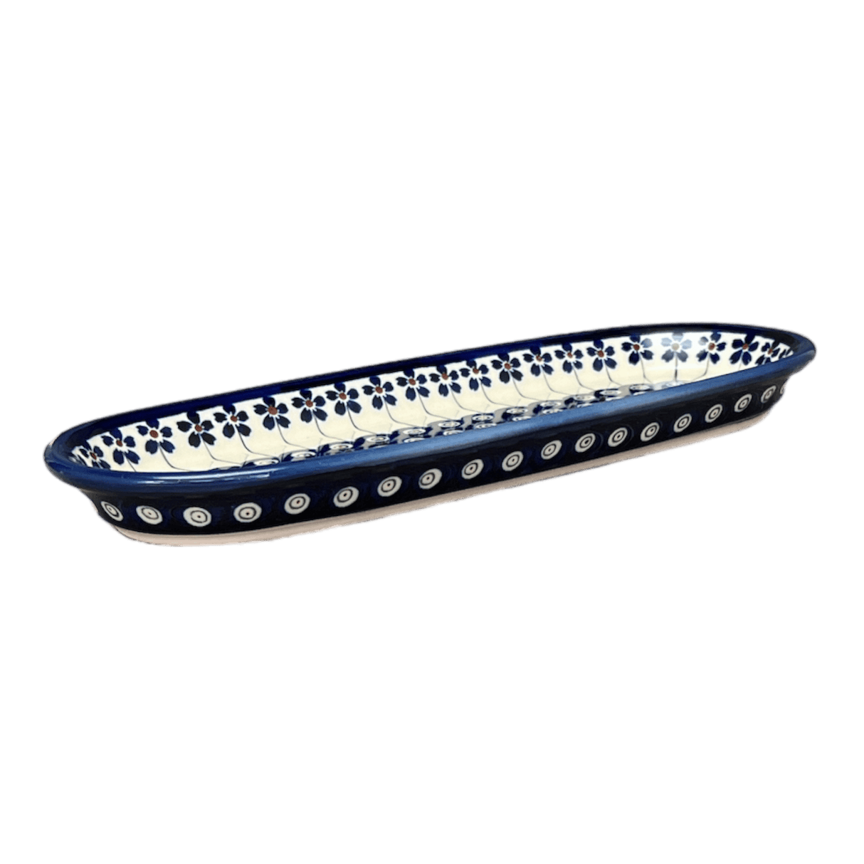 Serving Dish, Oval, 11" x 4.5" in "Petite Floral Peacock" by Zaklady | Y928A-A166A