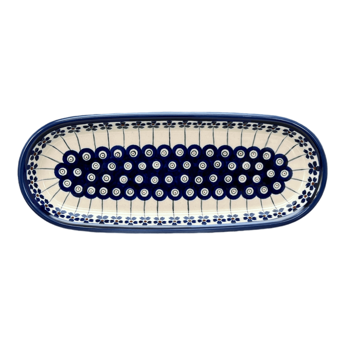 Serving Dish, Oval, 11" x 4.5" in "Petite Floral Peacock" by Zaklady | Y928A-A166A