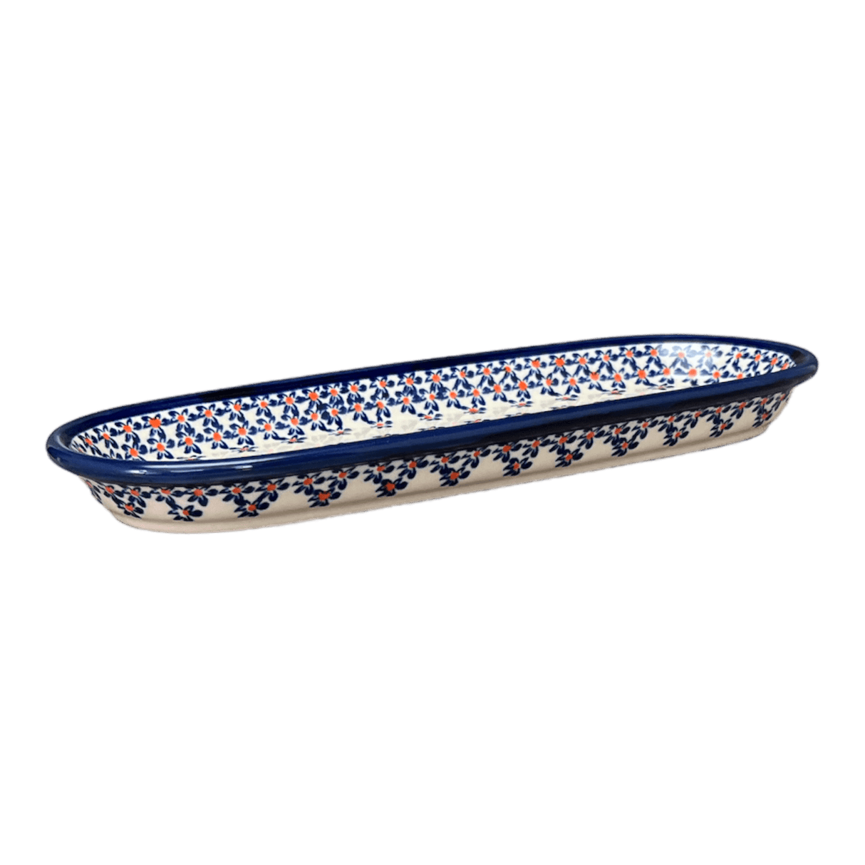 Serving Dish, Oval, 11" x 4.5" in "Falling Blue Daisies" by Zaklady | Y928A-A882A