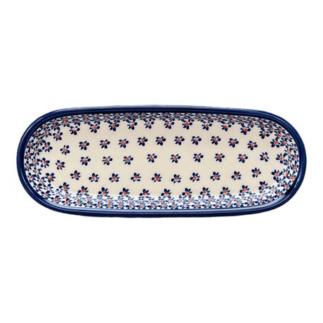 Serving Dish, Oval, 11" x 4.5" in "Falling Blue Daisies" by Zaklady | Y928A-A882A