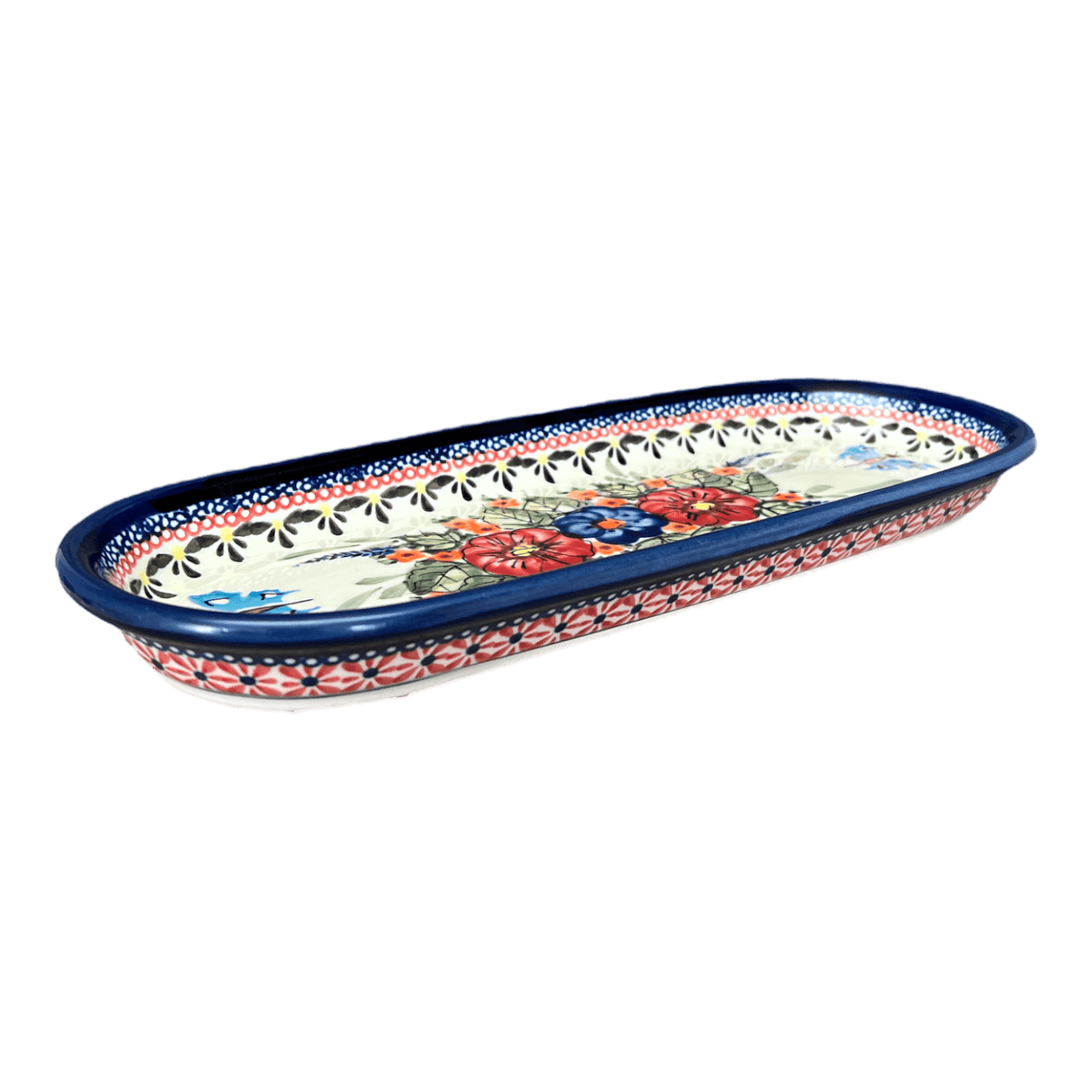 Serving Dish, Oval, 11" x 4.5" in "Butterfly Bouquet" by Zaklady | Y928A-ART149