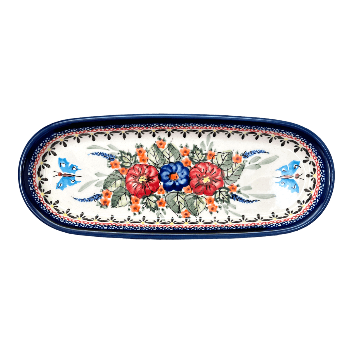 Serving Dish, Oval, 11" x 4.5" in "Butterfly Bouquet" by Zaklady | Y928A-ART149