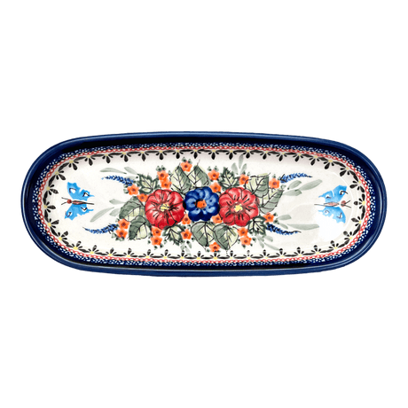 Serving Dish, Oval, 11" x 4.5" in "Butterfly Bouquet" by Zaklady | Y928A-ART149