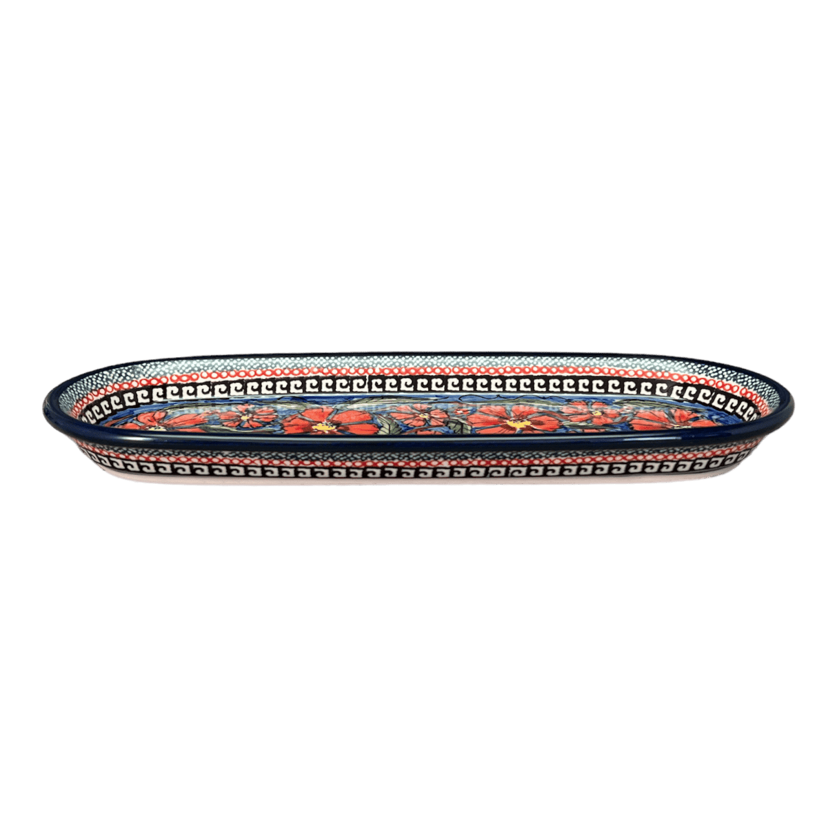 Serving Dish, Oval, 11" x 4.5" in "Exotic Reds" by Zaklady | Y928A-ART150