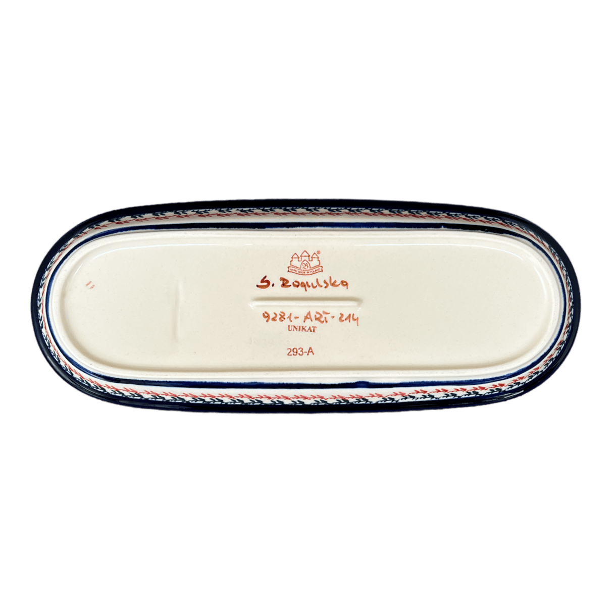 Serving Dish, Oval, 11" x 4.5" in "Circling Bluebirds" by Zaklady | Y928A-ART214