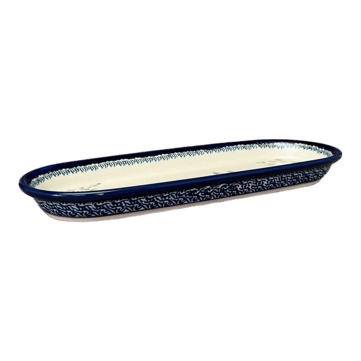 Serving Dish, Oval, 11" x 4.5" in "Floral Crescent" by Zaklady | Y928A-ART237