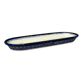 Polish Pottery Zaklady 11" x 4.5" Oval Serving Dish (Floral Crescent) | Y928A-ART237 Additional Image at PolishPotteryOutlet.com