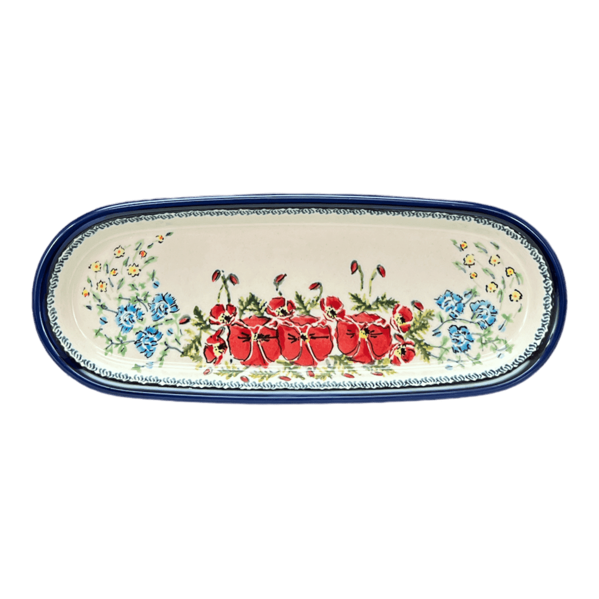 Serving Dish, Oval, 11" x 4.5" in "Floral Crescent" by Zaklady | Y928A-ART237