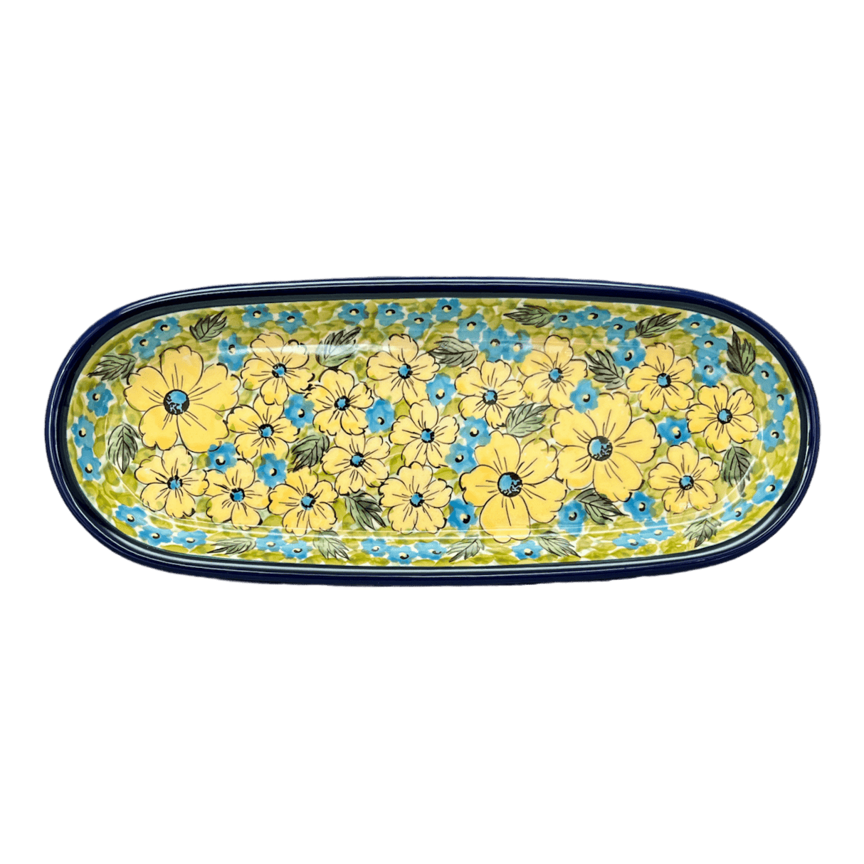 Serving Dish, Oval, 11" x 4.5" in "Sunny Meadow" by Zaklady | Y928A-ART332