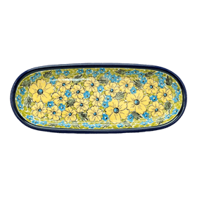 Polish Pottery Zaklady 11" x 4.5" Oval Serving Dish (Sunny Meadow) | Y928A-ART332 Additional Image at PolishPotteryOutlet.com