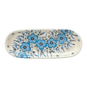 Polish Pottery Zaklady 11" x 4.5" Oval Serving Dish (Something Blue) | Y928A-ART374 Additional Image at PolishPotteryOutlet.com