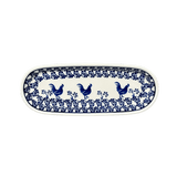 Serving Dish, Oval, 11" x 4.5" in "Rooster Blues" by Zaklady | Y928A-D1149