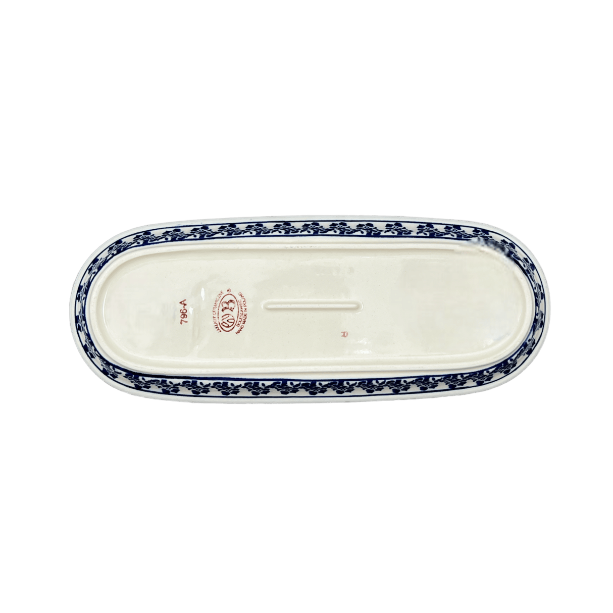 Serving Dish, Oval, 11" x 4.5" in "Rooster Blues" by Zaklady | Y928A-D1149