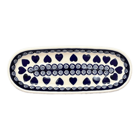 Polish Pottery Zaklady 11" x 4.5" Oval Serving Dish (Swirling Hearts) | Y928A-D467 Additional Image at PolishPotteryOutlet.com
