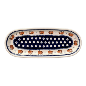 Polish Pottery Zaklady 11" x 4.5" Oval Serving Dish (Persimmon Dot) | Y928A-D479 Additional Image at PolishPotteryOutlet.com