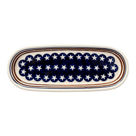 Polish Pottery Serving Dish, Oval, 11" x 4.5" in "Stars & Stripes" by Zaklady | Y928A-D81 Additional Image at PolishPotteryOutlet.com